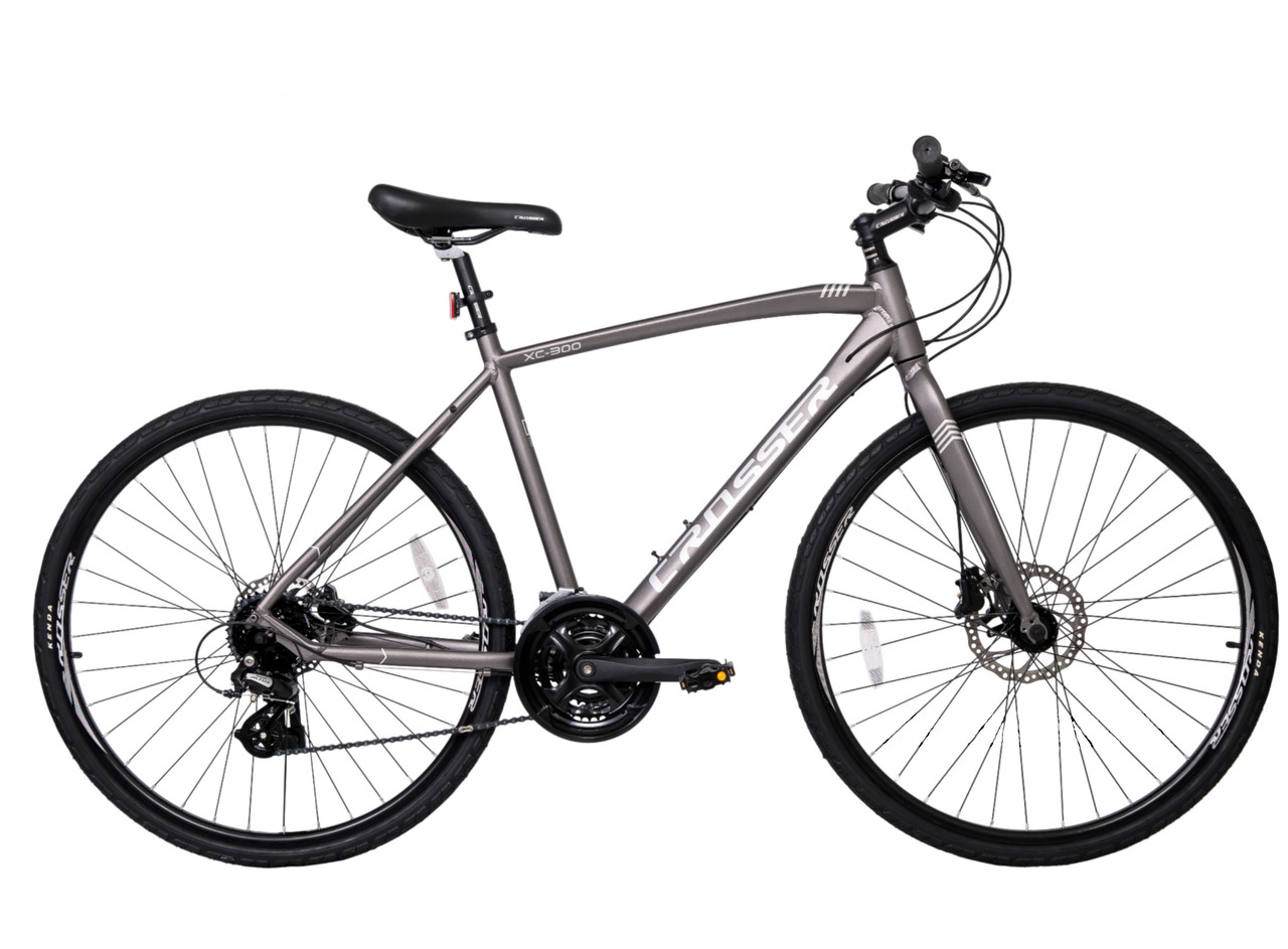 Горный велосипед 28 дюймов 21 рама Crosser XC-300 HYBRID Серо-белый ...