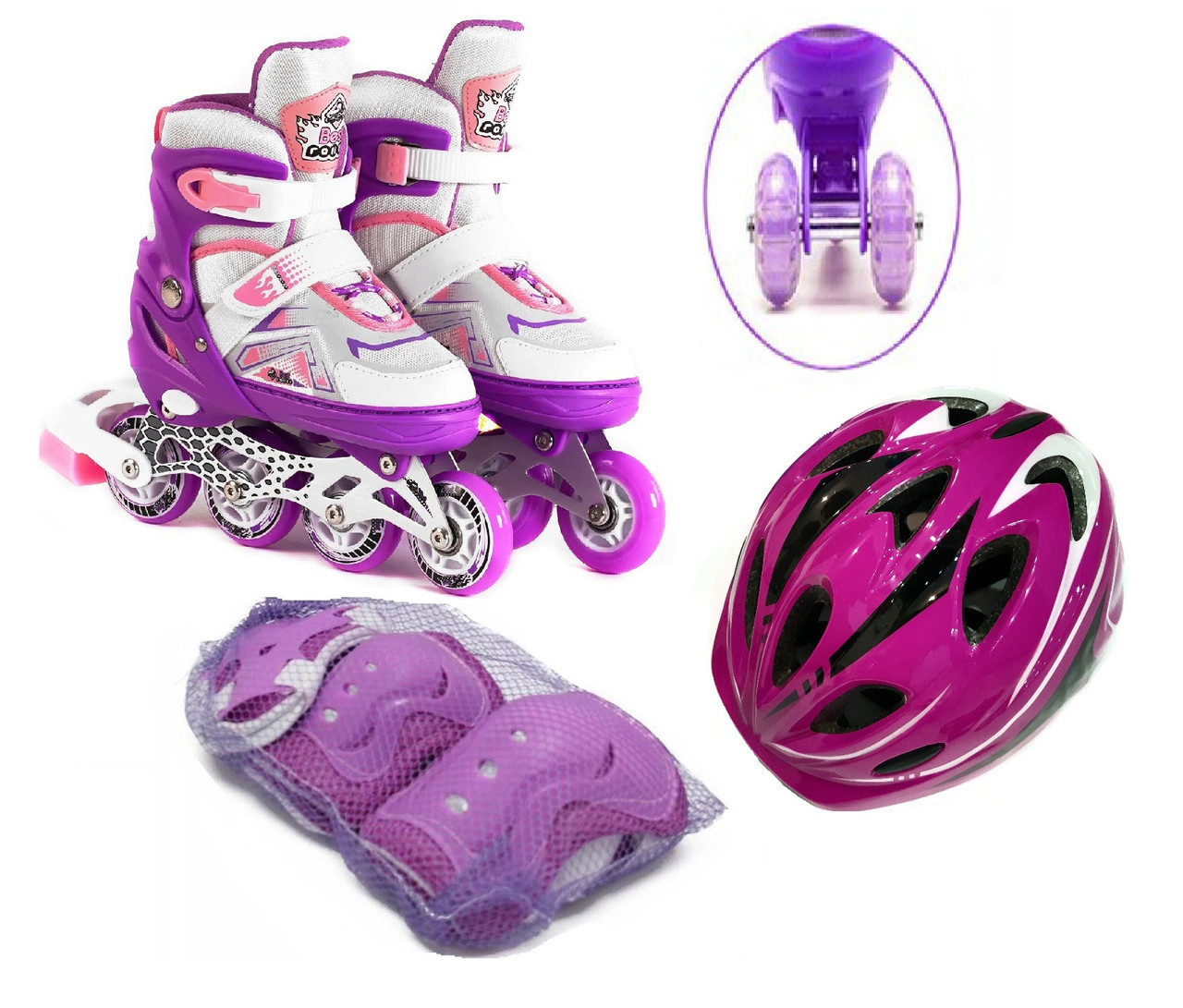 Роликовые коньки раздвижные Best Roller COMBO размер 38-42 с защитой и ...