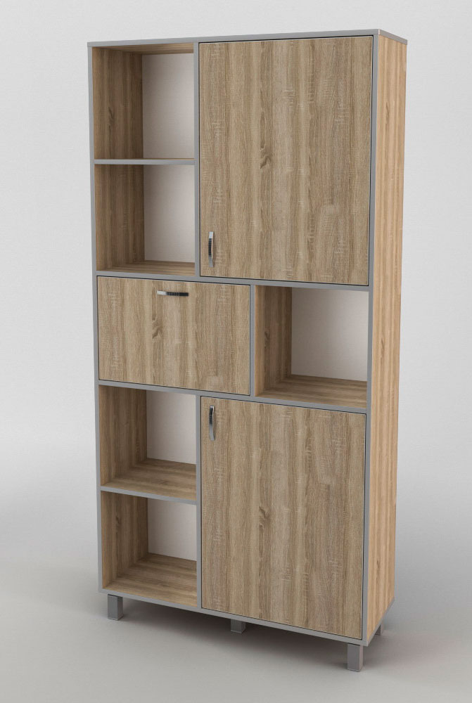 

Книжный шкаф в гостиную, детскую из ДСП Кромка ПВХ ШС-107 Менеджер Тиса мебель цвет Дуб сонома