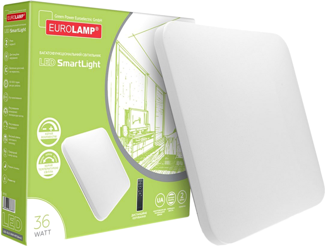 Потолочный светильник с пультом управления ПУ Eurolamp Smart Light 36Вт ...