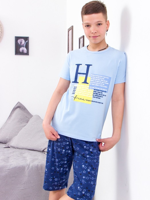 Акція на Піжама (футболка + шорти) дитяча Носи Своє 6245-002-33-1 158 см Геометрія/Темно-синій (p-10535-113159) від Rozetka
