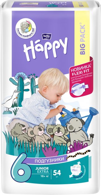 Подгузники детские Bella Baby Happy 6 (16+ кг) 54 шт 5900516601157 ...