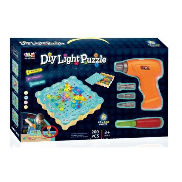 

Kонструтор - мозаика Diy Light Puzzle с шуруповертом 200 деталей (96231)