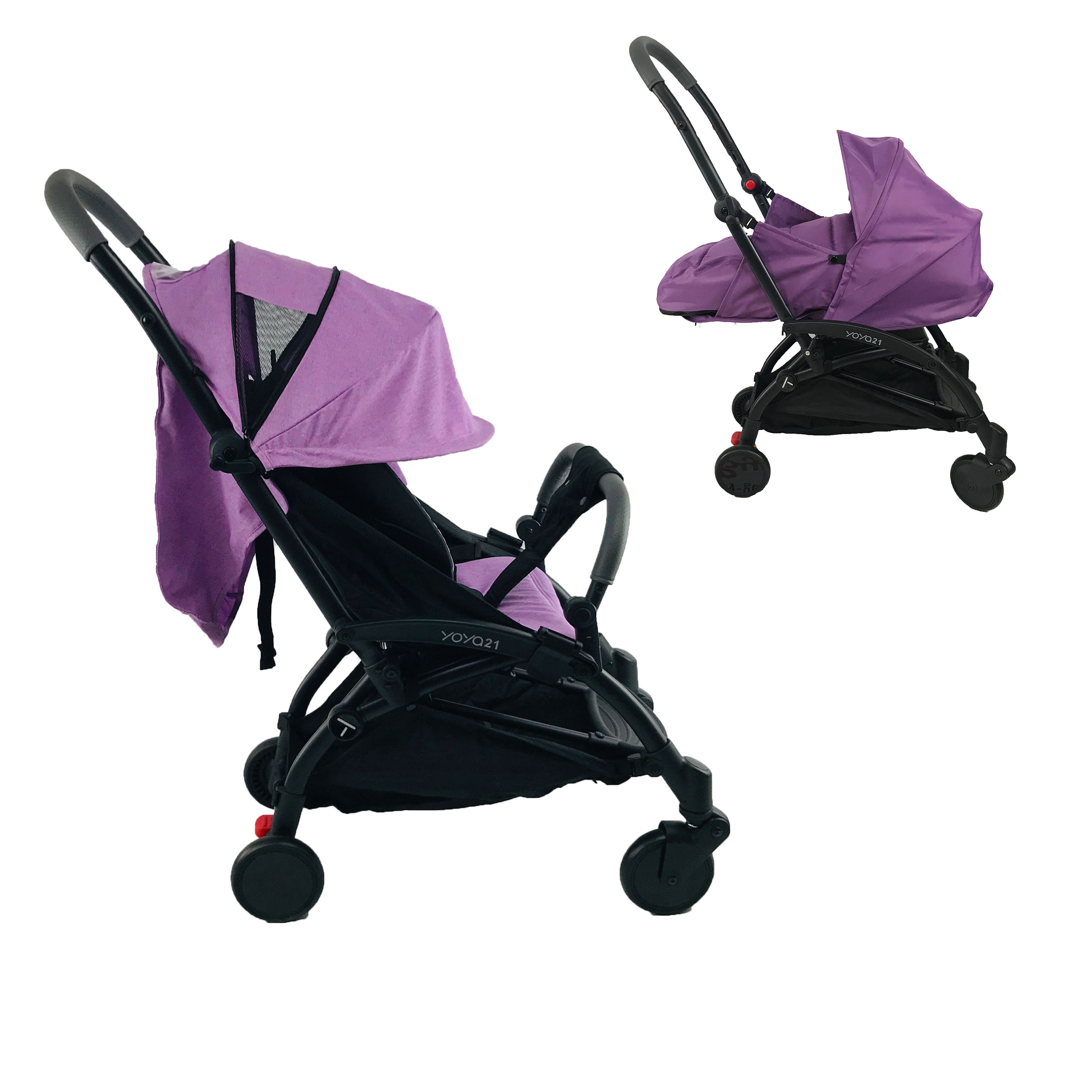 

Коляска Yoya 175 А+ 2021 Фиолетовая на черной раме с люлькой Фиолетовой