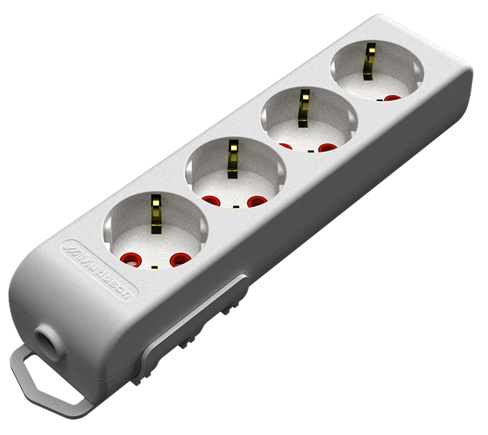 Колодка с заземлением на 4 гнезда со шторками 16А Ri-tech Mutlusan ...