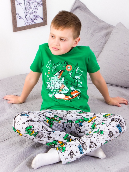 Акция на Піжама дитяча (футболка + штани) Носи Своє 6376-002-33-4 122 см Діно (зелений) (p-10204-109018) от Rozetka