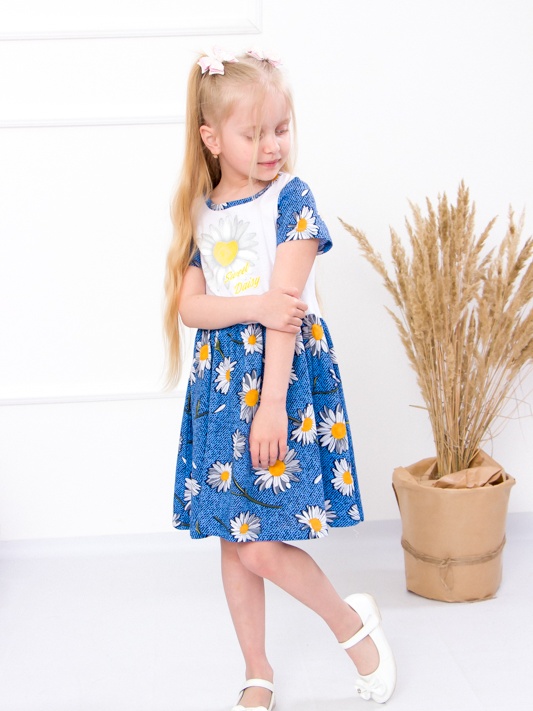 Акція на Дитяча літня сукня для дівчинки Носи своє 6118-002-33 110 см Ромашка (Блакитний) (p-4791-43697) (p-4791-43697) від Rozetka