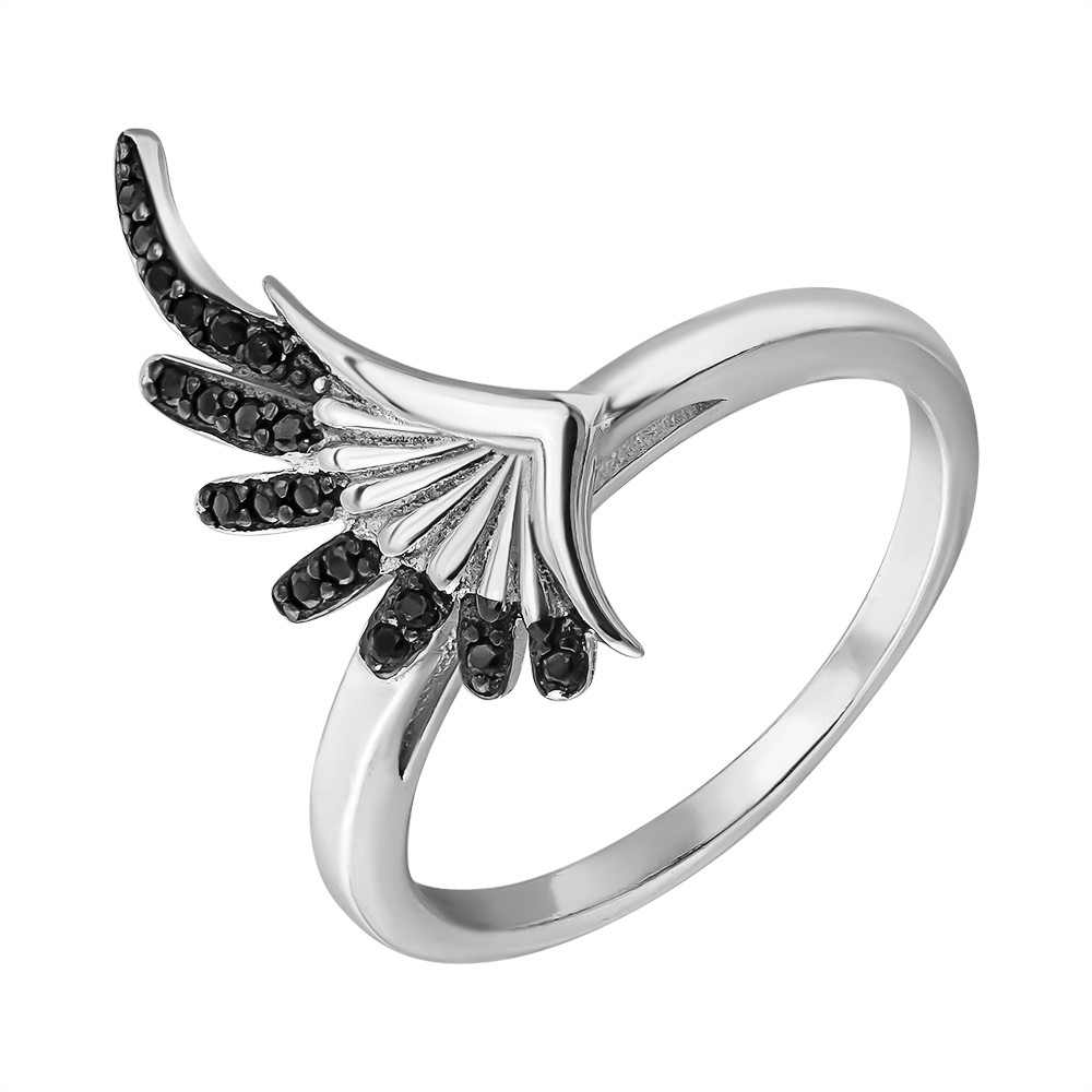 

Серебряное кольцо с черными фианитами 000132652 17.5 размера