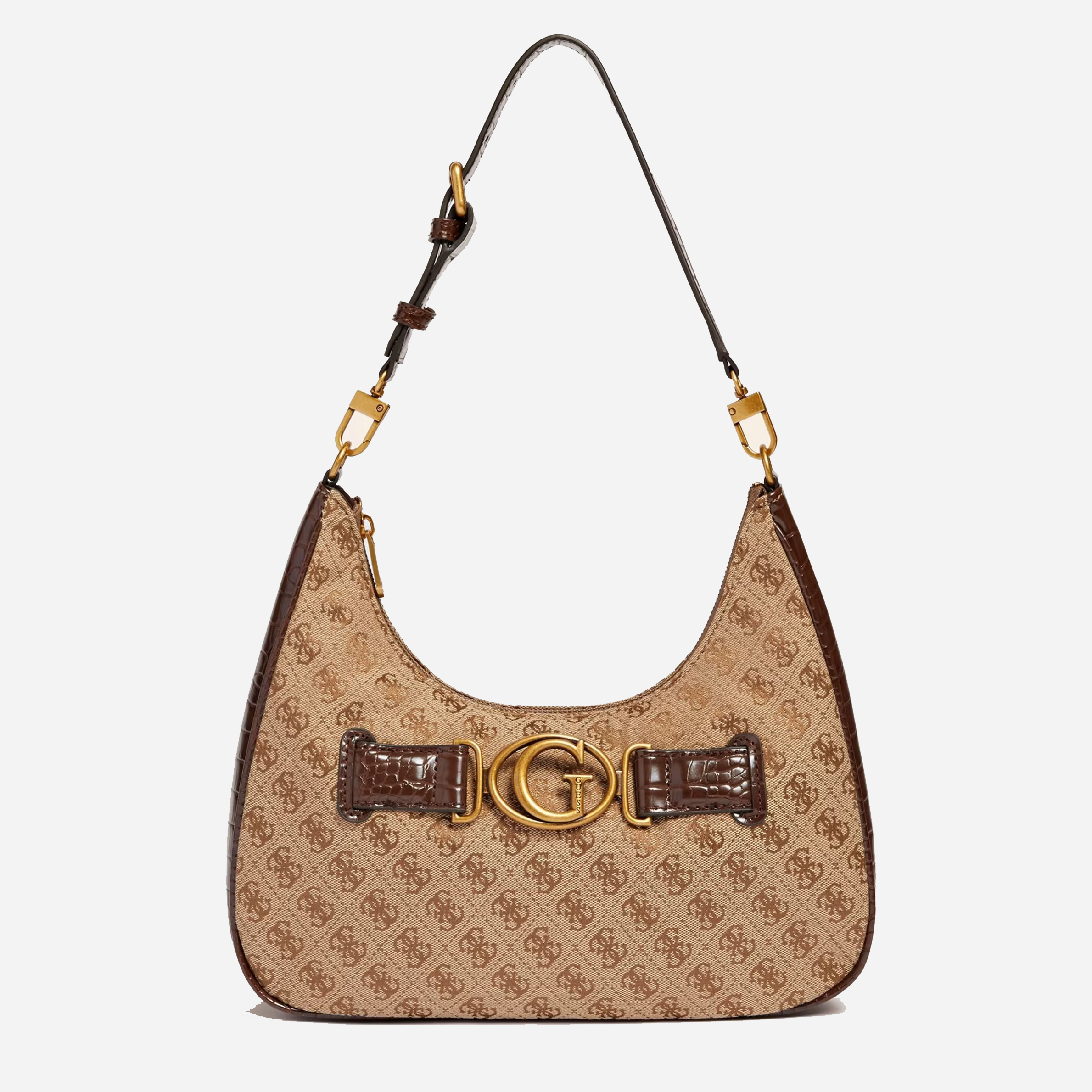 Акція на Сумка крос-боді жіноча GUESS AVIANA HOBO HWJC8414020-LBL Темно-бежева від Rozetka