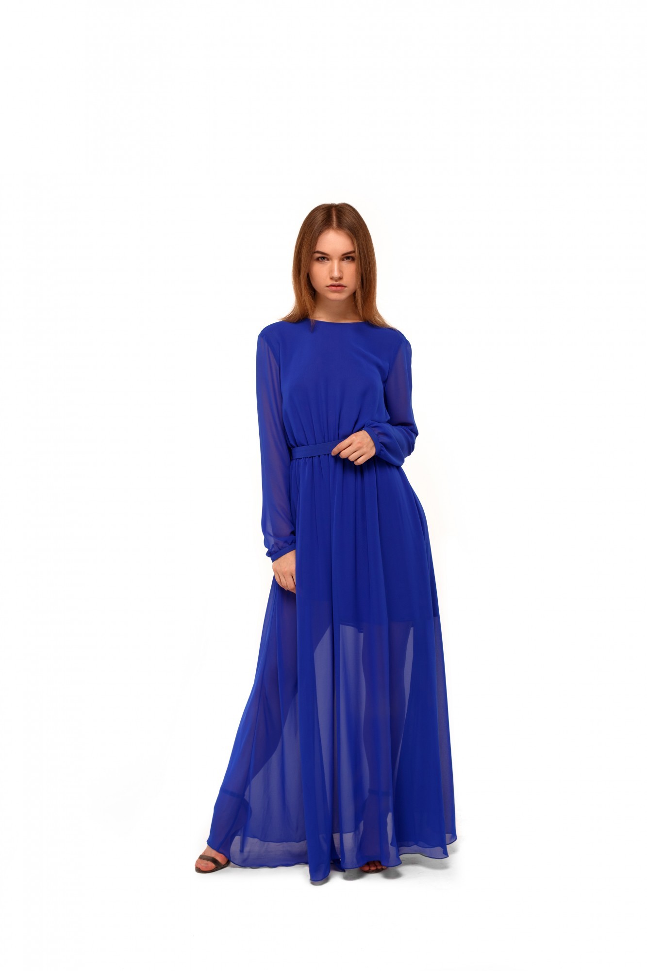 

Платье MISHKI в пол с длинными рукавами S синий mi07ss18/3