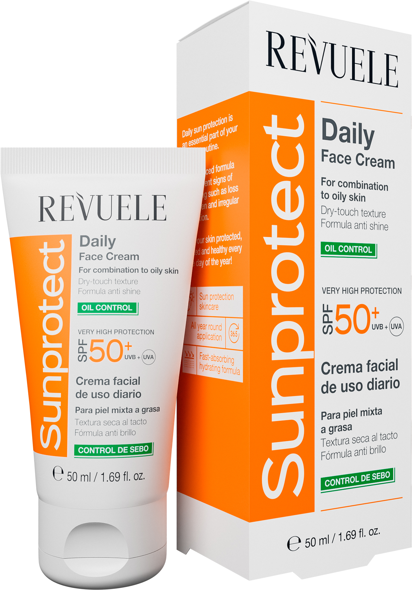 Щоденний крем для обличчя REVUELE Sunprotect SPF 50+ Контроль жирності ...