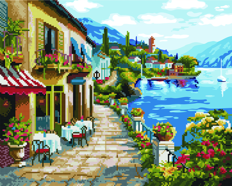 

Алмазная картина по номерам Rainbow Art Кафе на набережной 40*50 см арт.GZS1077