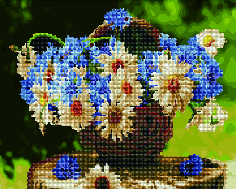 

Алмазная картина по номерам Rainbow Art Ромашки и васильки 40*50 см арт.GZS1086