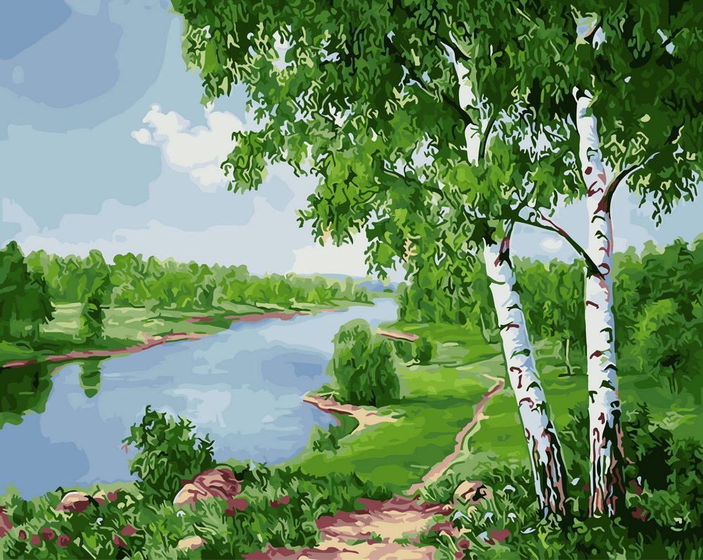 

Картина по номерам Rainbow Art Берёзки у реки 40*50 см (без коробки) арт.BK-GX24184