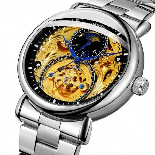 

Наручные часы Forsining 8177 Silver-Gold