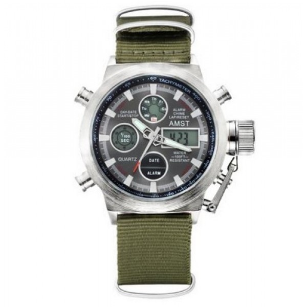 

Наручные часы AMST C Silver-Black Green Wristband
