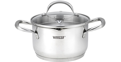 

Кастрюля Vitesse из нержавеющей стали с крышкой 18см, 2.4л (VS-2109)