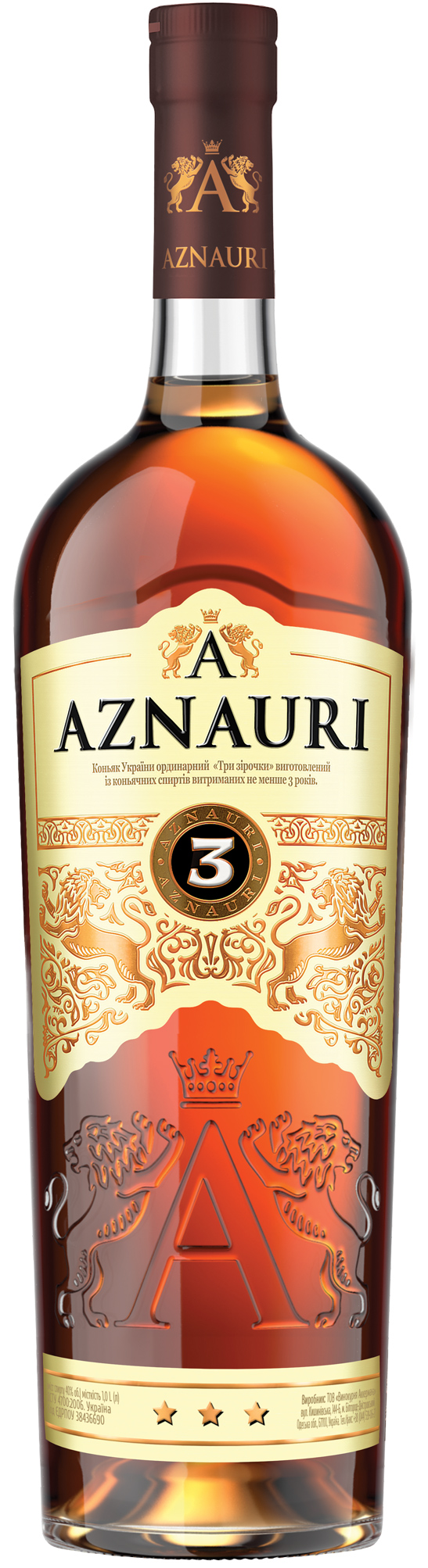 Коньяк Украины Aznauri 3 года выдержки 1 л (4820189293231) – фото