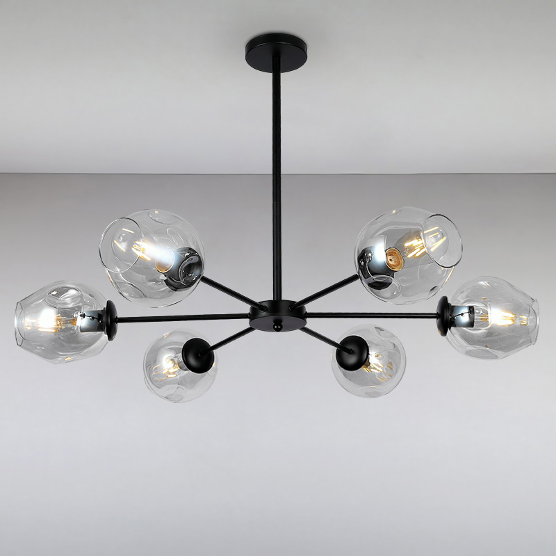 

Люстра подвесная молекула Light House LS-15179-6 BK+CL черная