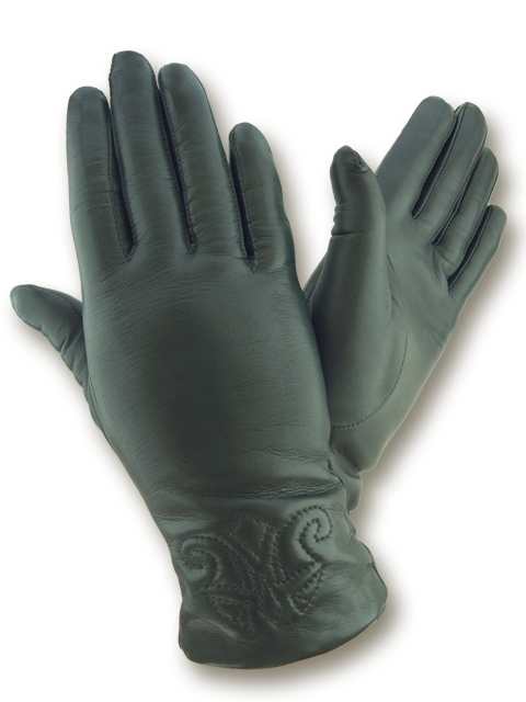 

Женские кожаные перчатки GlovesUA мод.454 темно зеленые 7,5
