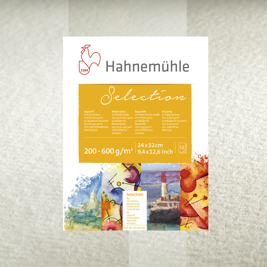 

Бумага акварельная Hahnemuhle AquarellSelection 12, 200 - 600 г/м2, 24 x 32 см, 12 листов, альбом