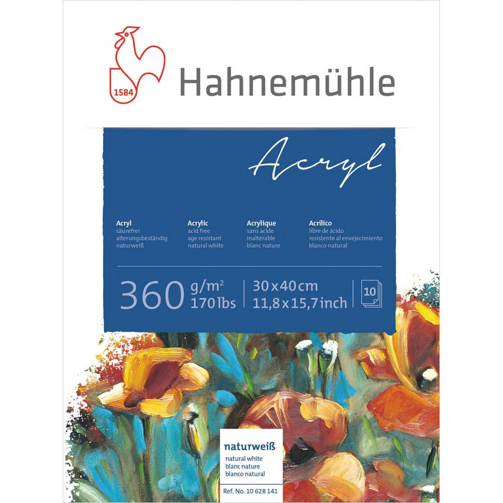 

Бумага для акрила Hahnemuhle Acrylic Paint Board 360 г/м2, 30 x 40 см, 10 листов, склейка