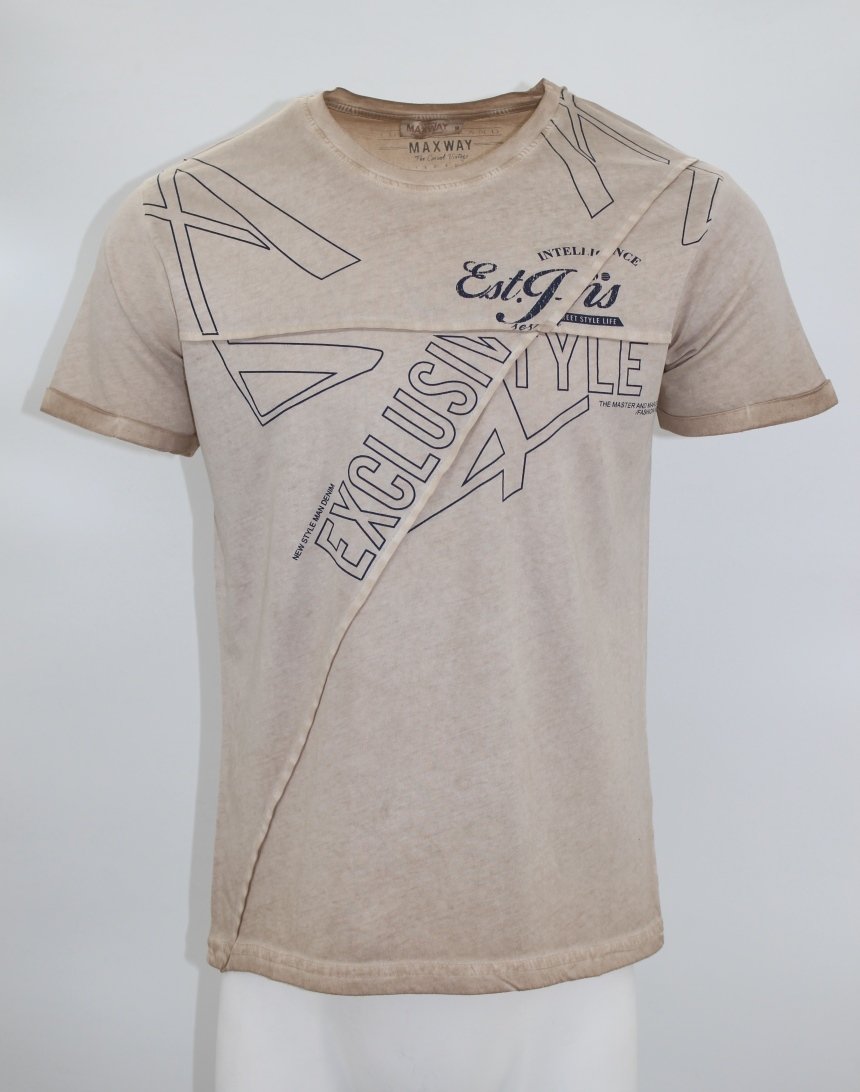 

Футболка MAXWAY с надписью Exclusive Style M бежевая (8746 beige)