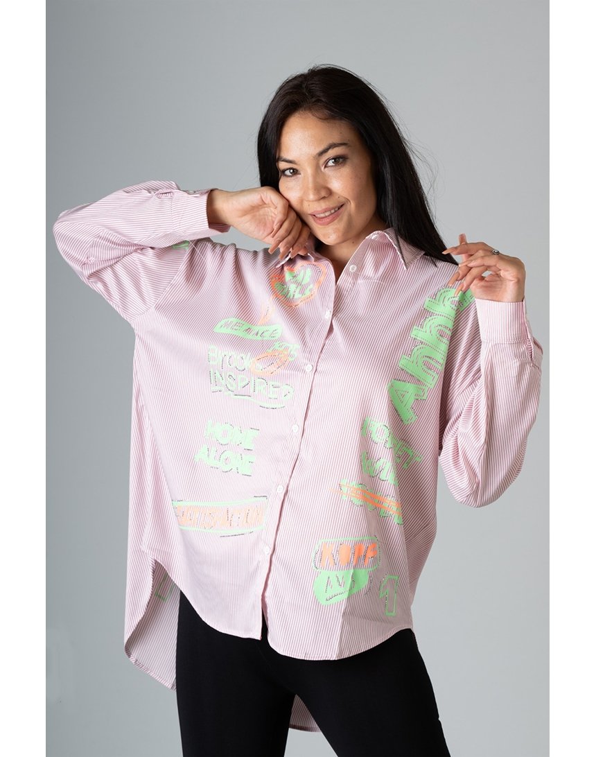 

Рубашка Sonesta с неяркими принтами S розовая (SN2705 pink)