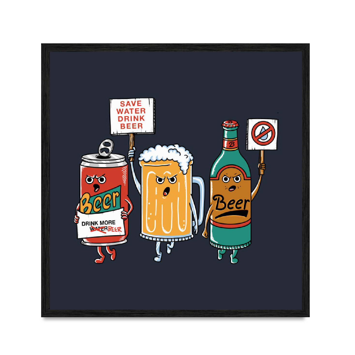 

Постер "Save Water - Drink Beer" без стекла 60 x 60 см в чёрной рамке