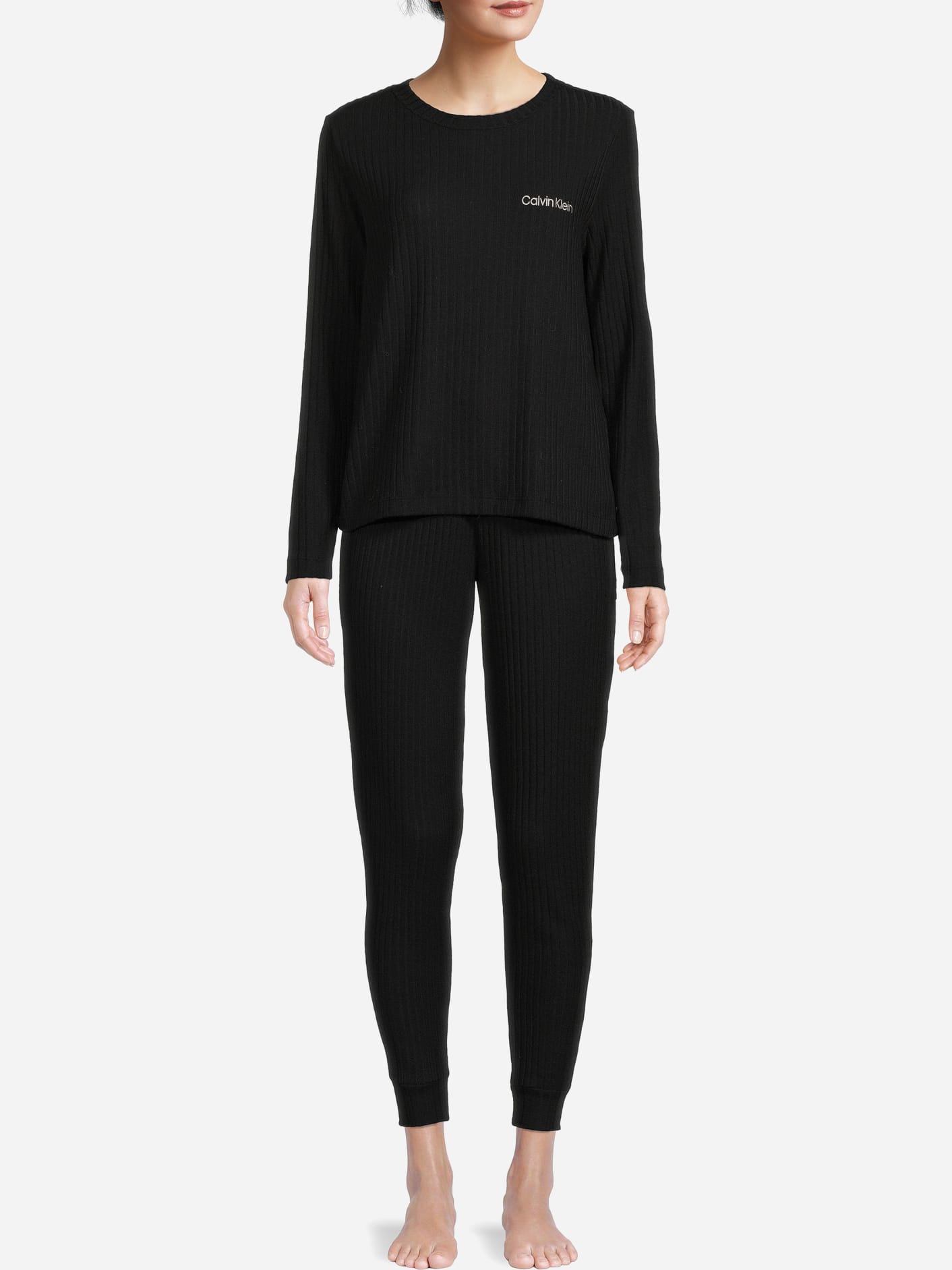 Акція на Піжама (лонгслів + штани) жіноча Calvin Klein 394245708 L Чорна від Rozetka