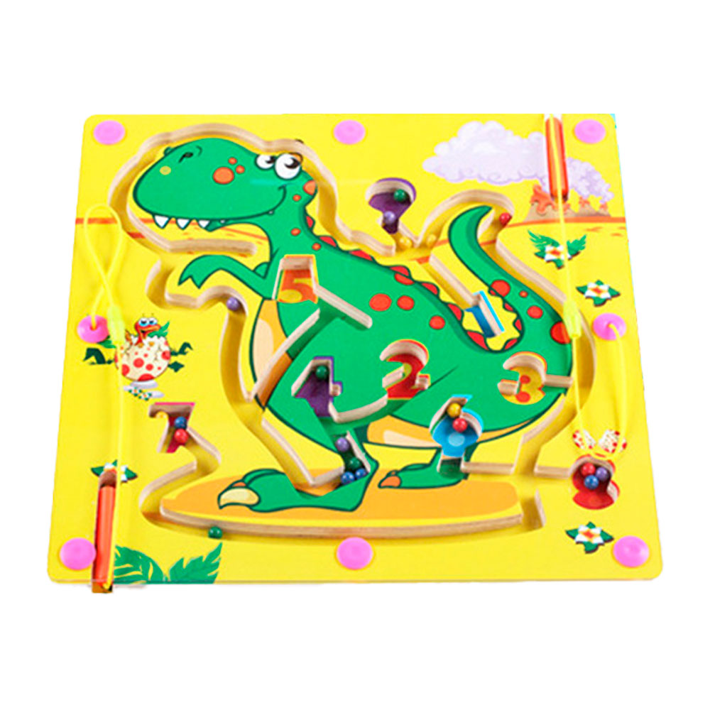 

Игрушка-лабиринт "Динозавры" на деревянной доске с магнитными шариками и магнитными палочками, 30х30х1,5cm Voltronic 17856