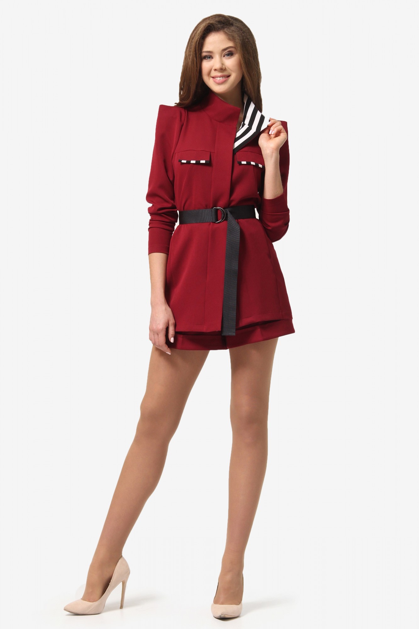 

Костюм: жакет + шорты Agata Webers, Минск бордовый + черно-белая полоска XL