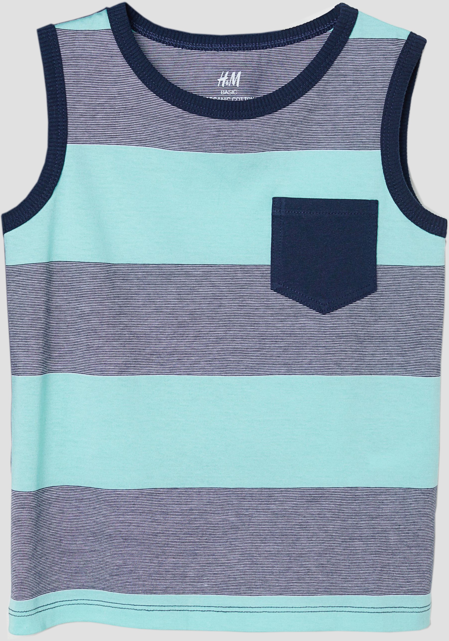 

Майка H&M 06647509_1 122-128 см Синяя/Зеленая полоска