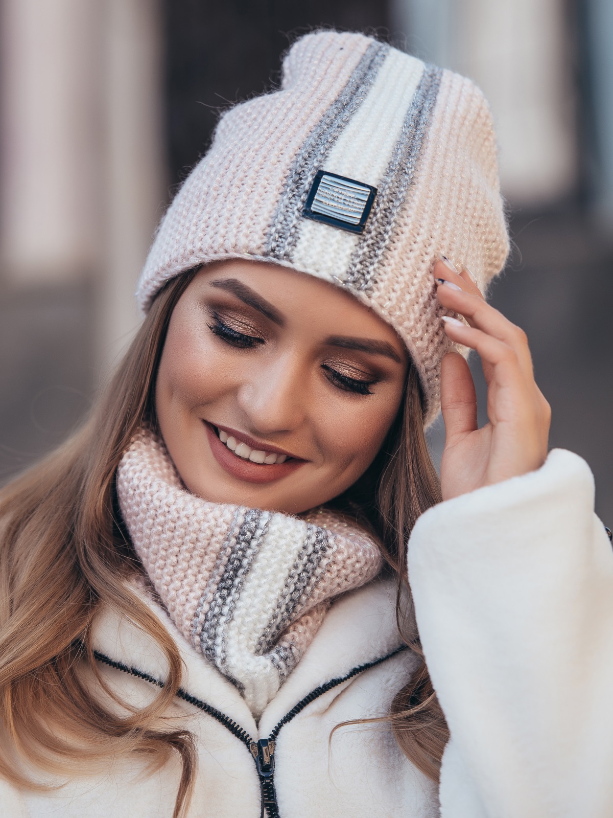 

Шапка + снуд Dressa 40444 One Size Пудровые