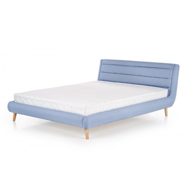 

Кровать двуспальная из дерева с мягким изголовьем Elanda 160x200 ткань голубая Halmar Польша (комплектация с каркасом, без матраса)