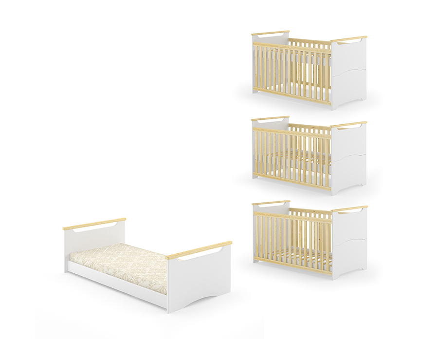 

Кровать детская трансформер деревянная из сосны Немо MebiGrand 70x140 Ольха/Белый