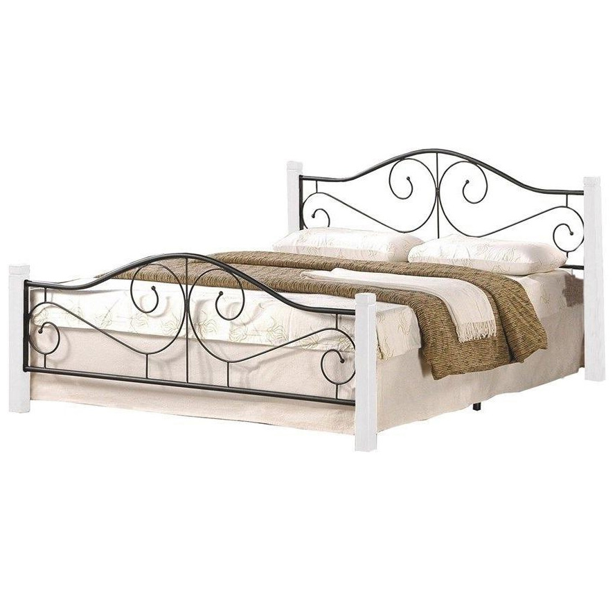 

Кровать двуспальная 160x200 Violetta 160 из дерева белый/металл черный Halmar Польша (комплектация без матраса)