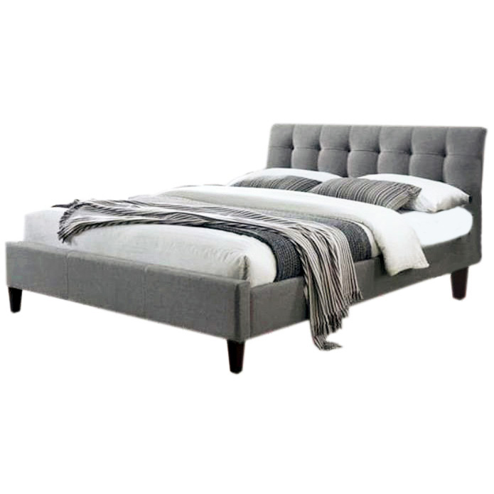 

Кровать двуспальная из дерева с мягким изголовьем Samara 2 160x200 ткань серая Halmar Польша (комплектация с каркасом, без матраса)