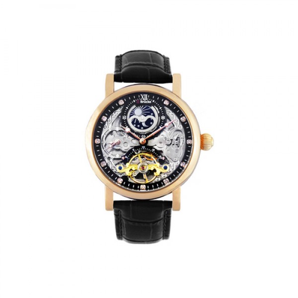 

Мужские механические часы Brücke Black наручные классические на кожаном ремешке + коробка (1028-0002)