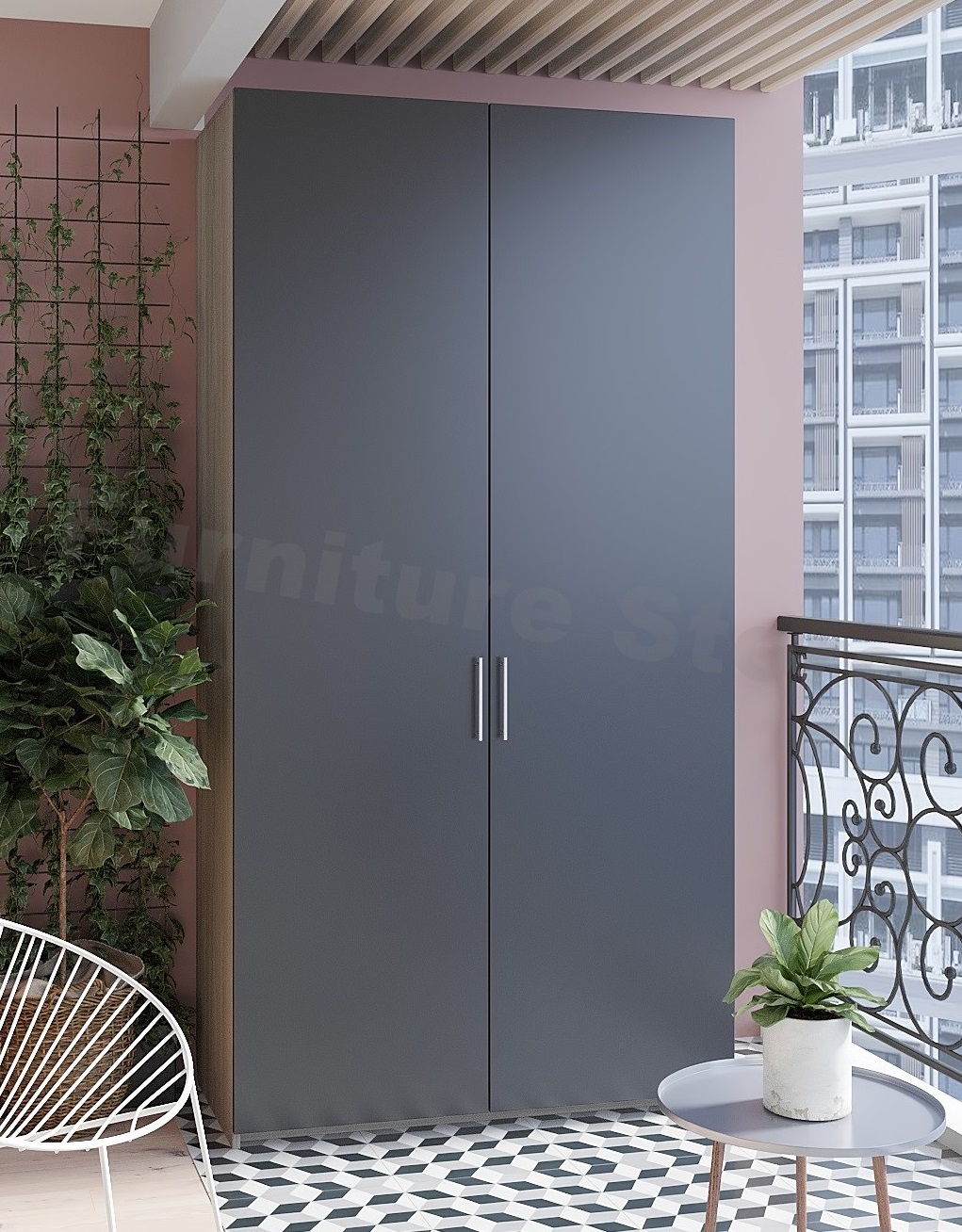 

Шкаф распашной 2-хдв. MebelLoft 120х55х233 см Антрацит+Светлое дерево 2201-01