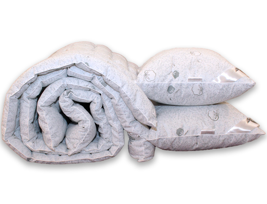 

Комплект ТМ TAG Одеяло 175*215 см лебяжий пух Cotton 2-спальный + 2 подушки 50х70 см