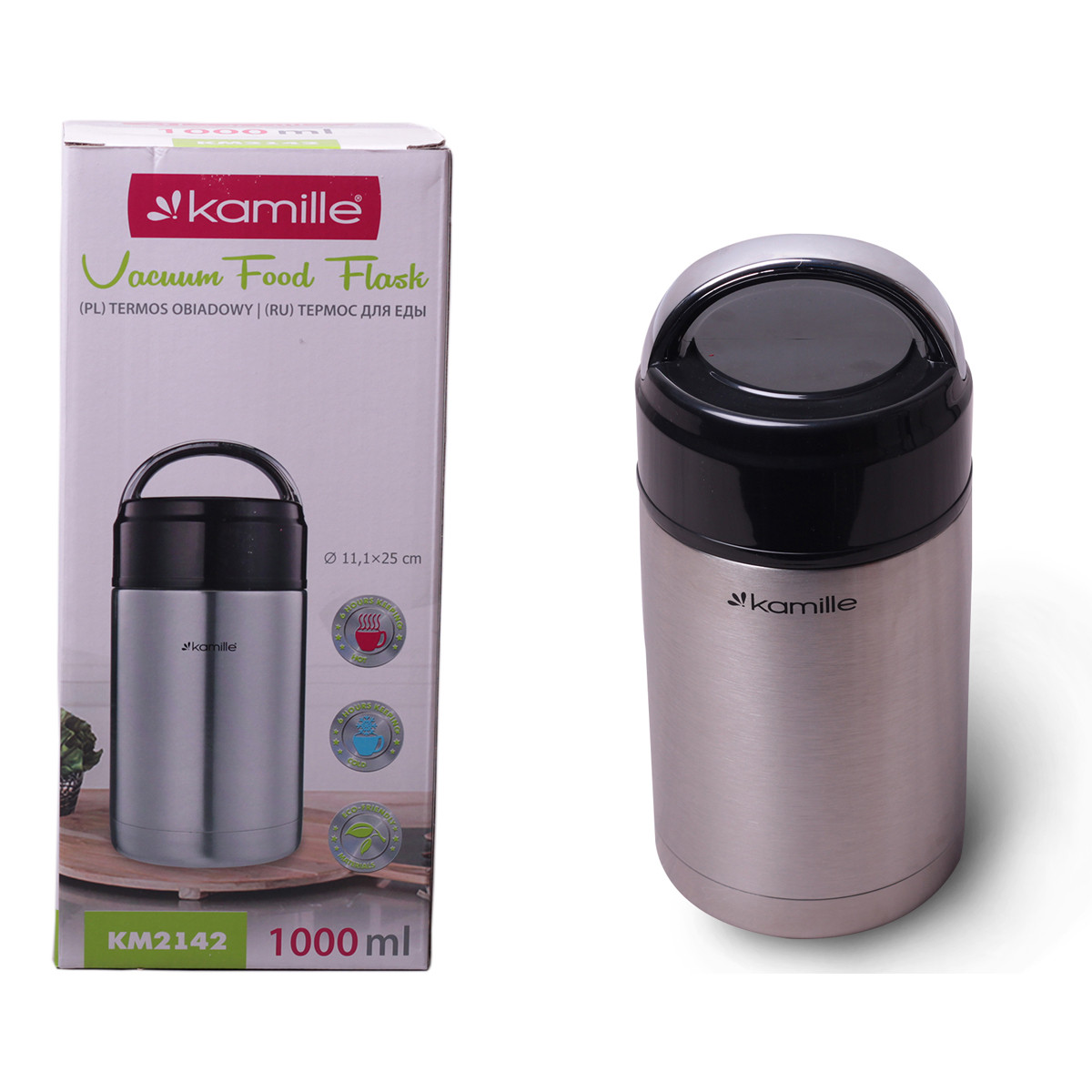 

Термос пищевой обеденный для супа емкость из пластика Kamille 1000 мл из нержавеющей стали