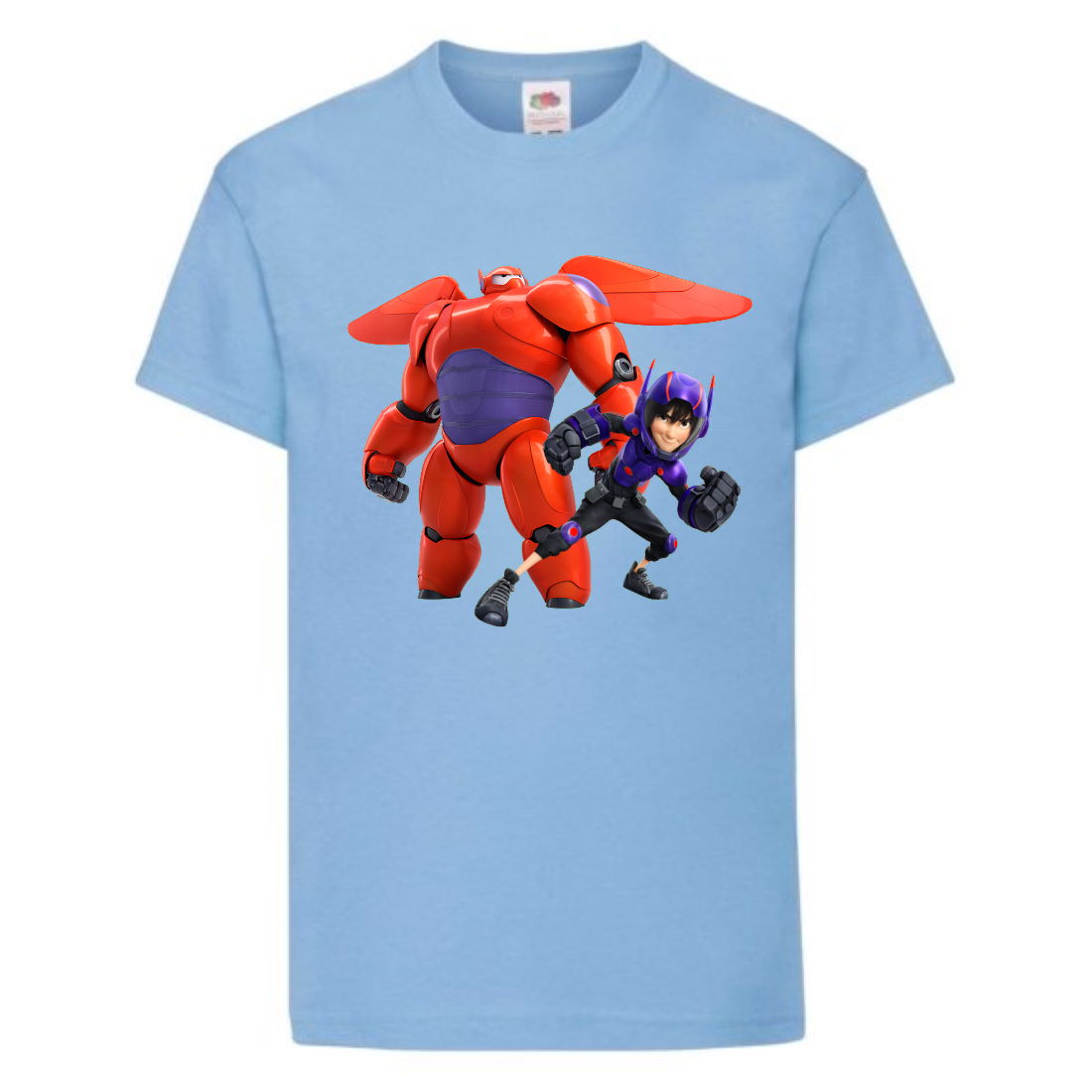 

Футболка детская Город героев Баймакс и герой (Baymax and hero HC blu 1) голубая 152 см