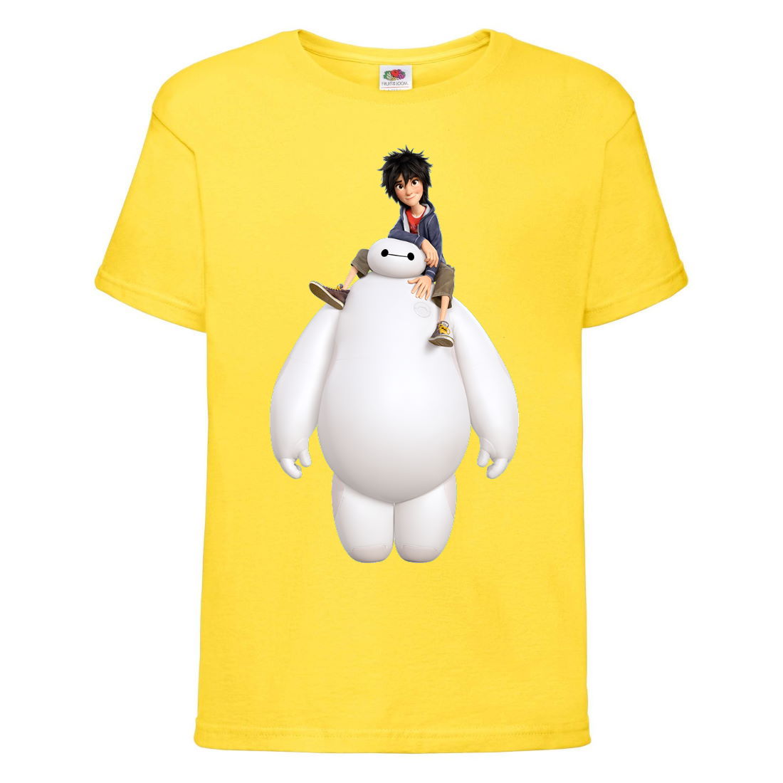 

Футболка детская Город героев Герой верхом на Баймаксе (Hero on Baymax HC yl 4) желтая 104 см