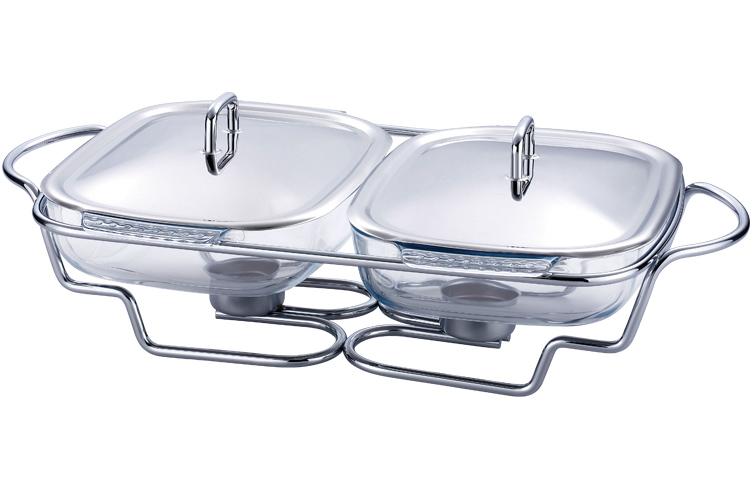 

Мармит стеклянный Kamille Food Warmer 2 блюда по 1.5 л с подогревом (KM-6415)