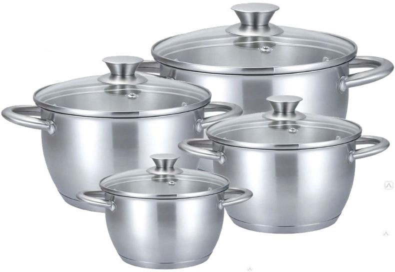 

Набор 4 кастрюли Kamille Gladys 1.5 л Ø16 см, 2 л Ø18 см, 3 л Ø20 см и 5л Ø24 см из нержавеющей стали с индукционным дном (KM-4904)