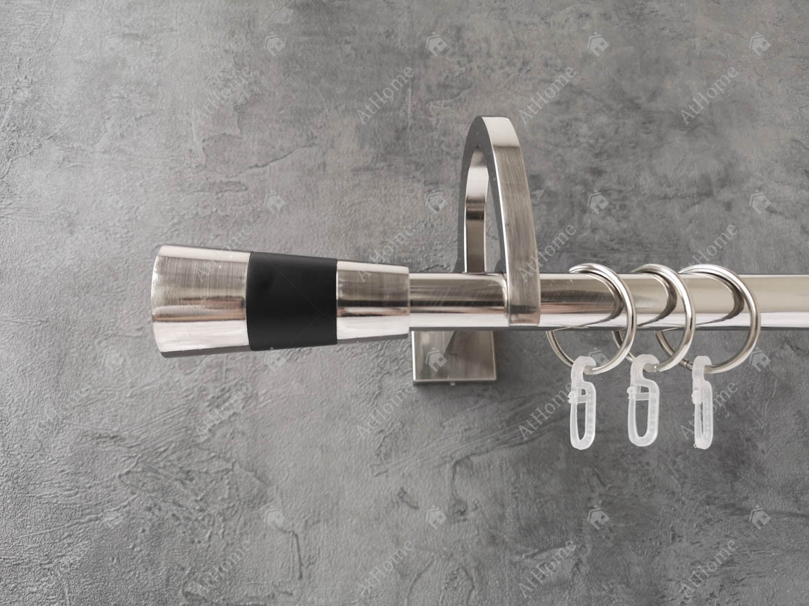 

Карниз Quadrum Валео 240 см одинарный гак Сталь 19 мм гладкая (кольца с крючками)