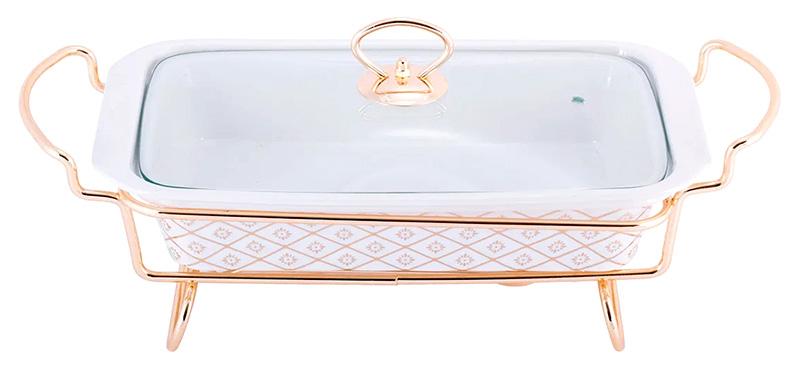 

Мармит керамический Kamille Food Warmer «In Gold» 1.3 л на подставке с подогревом (KM-6416)