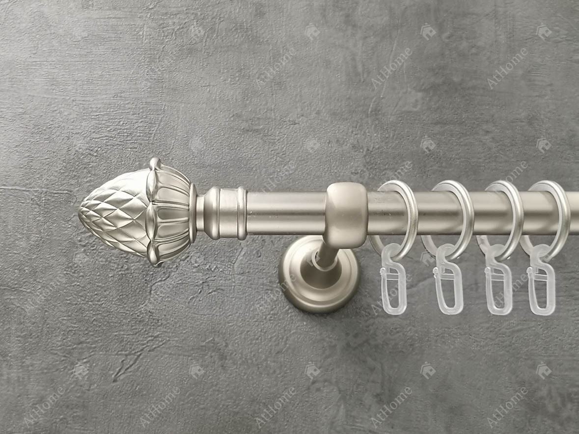 

Карниз Quadrum Шишка 200 см одинарный Сатин 19 мм гладкая (кольца с крючками)