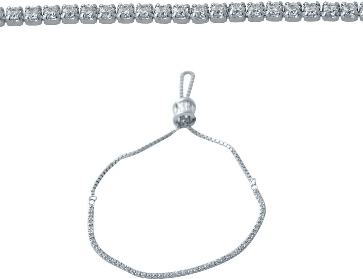 

Серебряный браслет SilverBreeze с фианитами 2038283 Регулируемый размер, Регулируемый размер